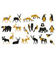 set winter animals silhouettes vector image vector image