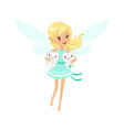 Beautiful sweet smiling blonde tooth fairy girl Vector Image