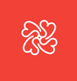 outlines heart flower vector image vector image