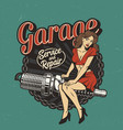 vintage car repair service colorful label vector image vector image
