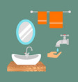 bathroom icons colored set with process water vector image