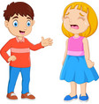 Cartoon Little Boy Comforting A Crying Girl Vector Image