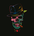 skull gangster in hat and cigar in teeth vector image vector image