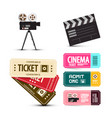 cinema tickets movie items set isolated on white vector image vector image