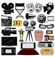 cinematography and retro movie cinema icons vector image
