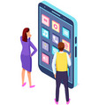 creating mockup of smartphone interface man vector image