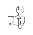 hand holding wrench vector image