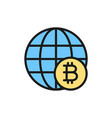 global world with bitcoin coin blockchain crypto vector image