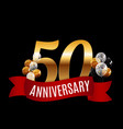 golden 50 years anniversary template with red vector image