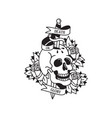 old school tattoo emblem label with skull dagger vector image