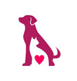 dog cat love pet negative space logo icon vector image