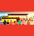 mix race people at public transport bus station vector image vector image