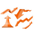 orange arrows 3d shiny set of icons vector image