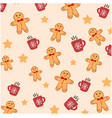 christmas themed pattern composed gingerbread vector image