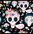 pattern funny skulls vector image vector image