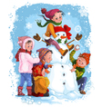 winter games children snowman christmas vacation vector image