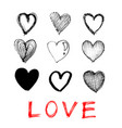 hand drawn heart love icon on white background vector image