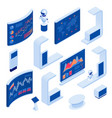 isometric expo stands exhibition demonstration vector image