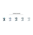 jumping dancer icon in different style two vector image