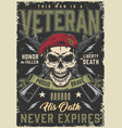military veteran vintage poster colorful vector image