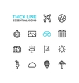 travel symbols - thick line design icons set vector image