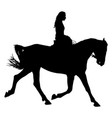 black silhouette of horse and jockey vector image
