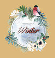 winter floral blooming wreath frame elegant vector image vector image