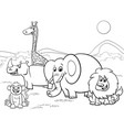 cartoon safari animals group coloring page vector image