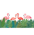 flamingo in tropical paradise banner horizontal vector image vector image
