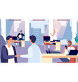 office routine happy people at work greeting new vector image
