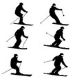 set mountain skier speeding down slope sport vector image