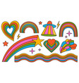 set of hipster retro cool rainbow psychedelic vector image