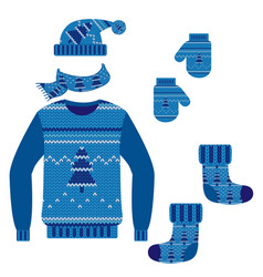 Set winter warm knit clothes Royalty Free Vector Image
