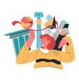 studying history and arts student with books vector image