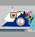 delaware maryland virginia and west us vector image