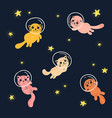 cute home cats in space wearing helmets vector image