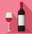 flat wine claret glass bottle design style drawing vector image