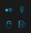 set line audio book human brain movie film vector image