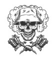 vintage skull in panama hat vector image