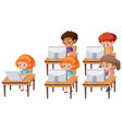 Children on compters scene Royalty Free Vector Image