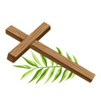 christian of wooden cross and palm vector image vector image