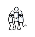 drawn stick figure 3 friends hugging support vector image