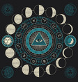 circle of zodiac signs with masonic symbol vector image