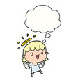 cartoon angel and thought bubble vector image