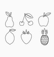 set of one line drawing fruits continuous vector image vector image