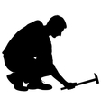 silhouette man with hammer on a white background vector image