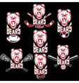 set of bear sports labels vector image