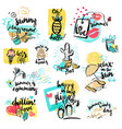set of hand drawn watercolors signs summer vector image