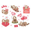 cute sloths for valentines day set vector image