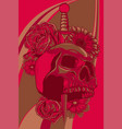skull stabbed dagger vector image
